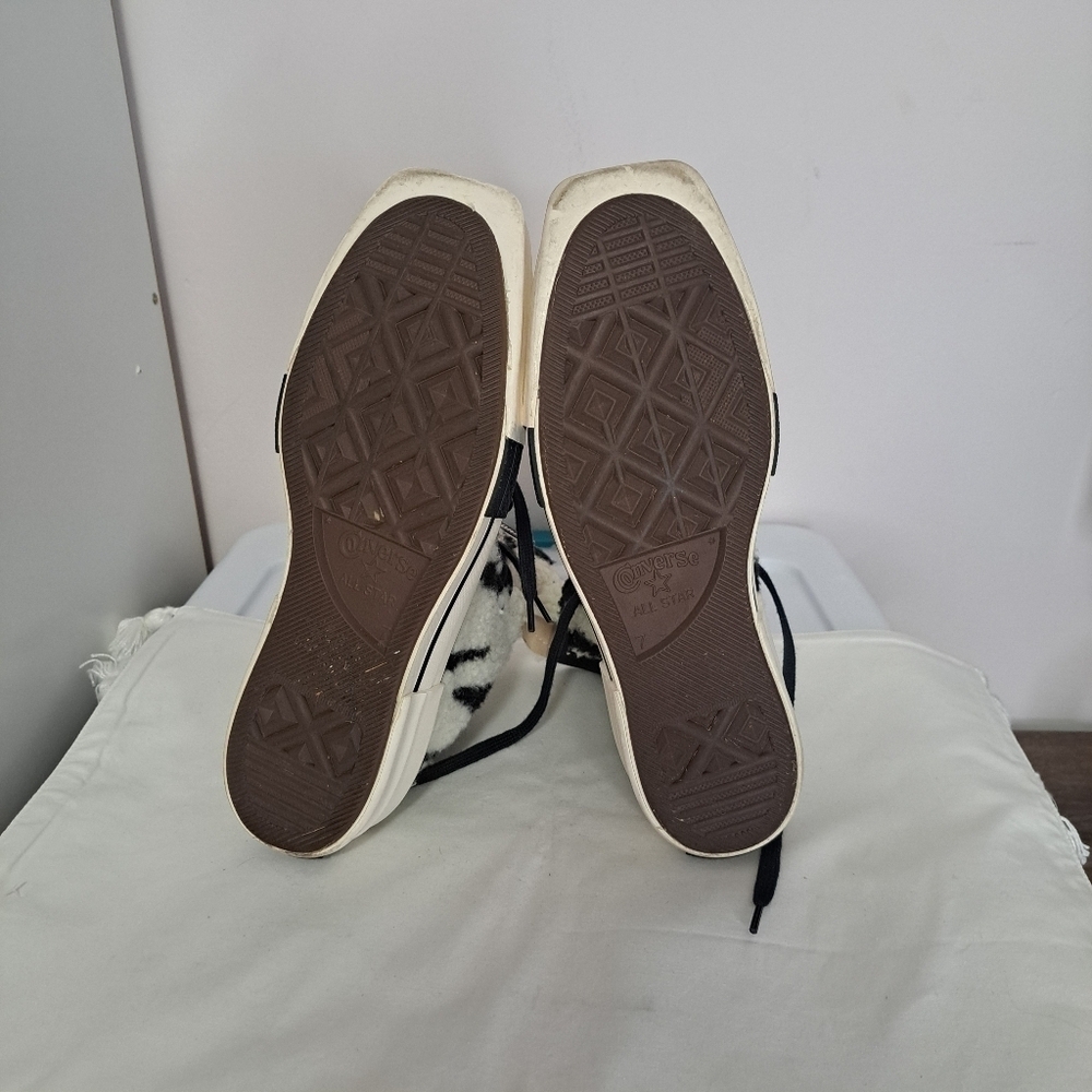 Rick Owens DRKSHDW TURBODRK chuck 70s high zebra sneaker 7 - Picture 9 of 12